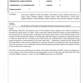 Eurodiputados del grupo Alde preguntan a la Comisión Europea si las nuevas reglas del procedimiento del Tribuntal General de la UE vulneran el principio del juicio justo