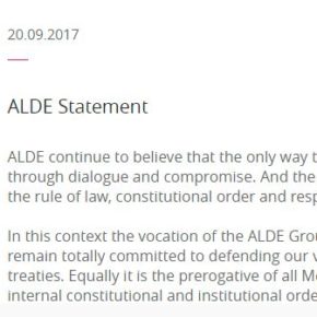 ALDE reitera la importancia del diálogo dentro del orden constitucional y la integridad de España